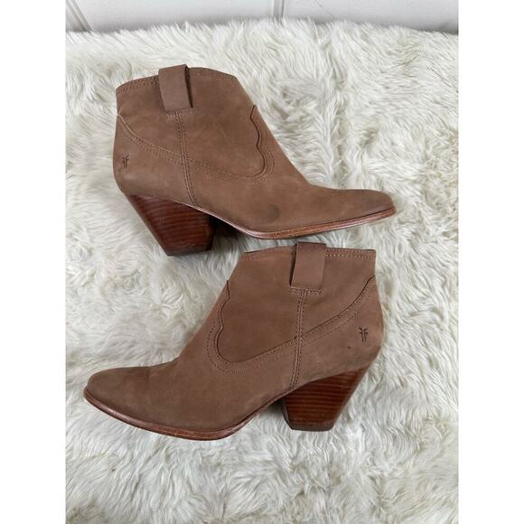 Frye Reina Tan Leather Boho Western Booties Women Sz‎ 6.5 Ankle Boot - Picture 1 of 16